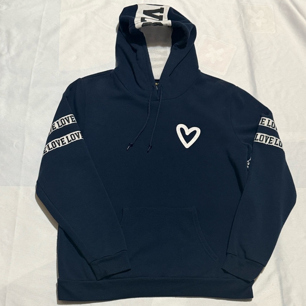 Women’s Large Navy Hoodie with Deep Front Pockets “Love” - Picture 2 of 8